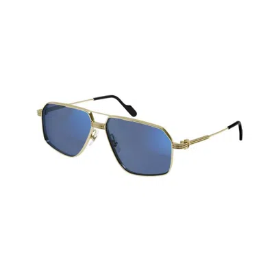 Cartier Gold Frame Light Blue Lens Sunglasses For Men | 2024 Collection