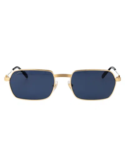 Cartier Gold-gold-blue Metal Sunglasses