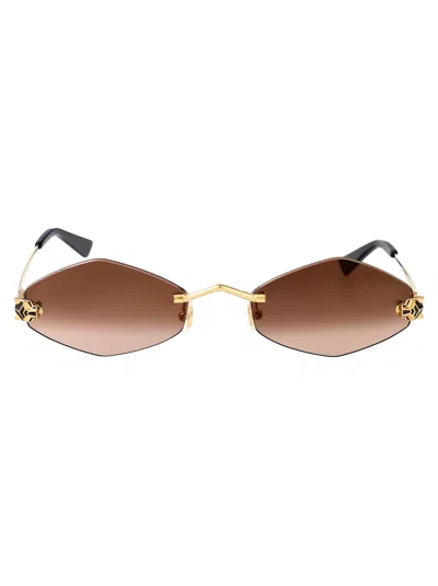 Cartier Gold Gold Brown Acetate Sunglasses