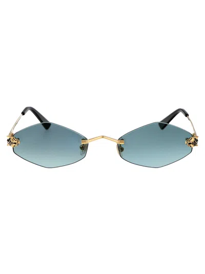 CARTIER CARTIER GOLD GOLD GREEN ACETATE SUNGLASSES