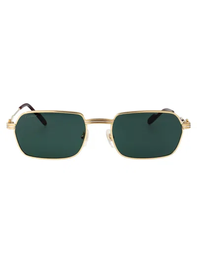 Cartier Gold-gold-green Metal Sunglasses