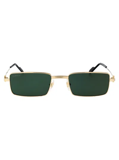 Cartier Gold Gold Green Metal Sunglasses