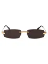 Cartier Gold-gold-grey Metal Sunglasses