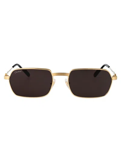 Cartier Gold-gold-grey Metal Sunglasses