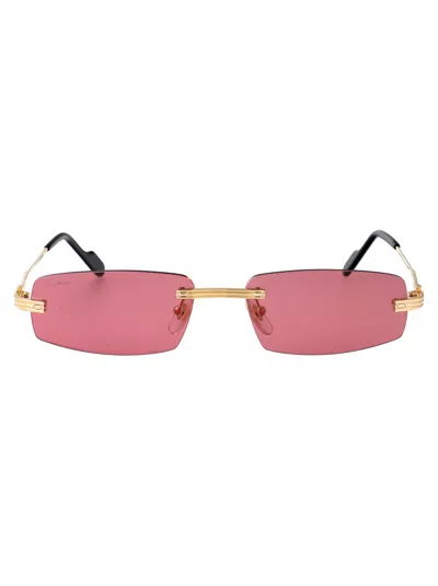 Cartier Gold-gold-pink Metal Sunglasses