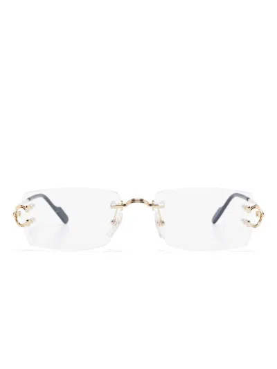 Cartier Gold-gold-transparent Metal Glasses In White