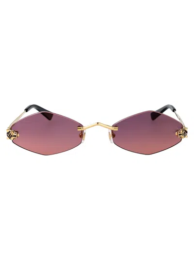Cartier Gold Gold Violet Acetate Sunglasses In Burgundy