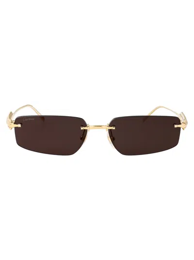Cartier Gold Metal Frame Sunglasses