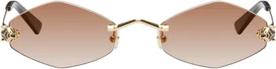 Cartier Gold 'panthère De ' Sunglasses In Brown