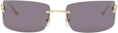 Cartier Gold 'panthère De ' Sunglasses In Gold-gold-grey