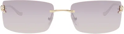 Cartier Gold 'panthère De ' Sunglasses In Gold-gold-red