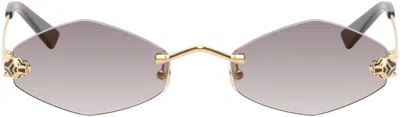 Cartier Gold 'panthère De ' Sunglasses In Brown