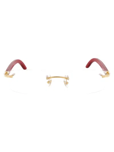 Cartier Gold Red Transparent Titanium Glasses