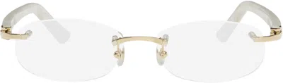 Cartier Gold Rimless Oval Glasses In 002 Gold