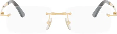 Cartier Gold 'santos De ' Rectangular Titanium Glasses In Yellow