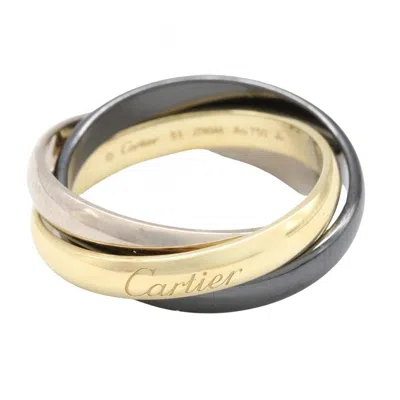 Pre-owned Cartier Gold Silver Black Yellow Gold (18k) White Gold (18k) Ceramic Band Ring ()