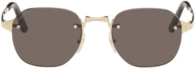 Cartier Gold Square Sunglasses In Gold-gold-grey