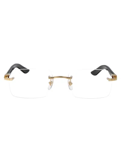 Cartier Gold White Transparent Titanium Glasses In Black