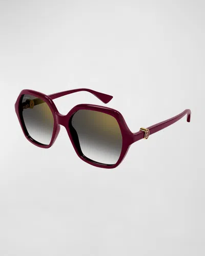 Cartier Gradient Acetate Square Sunglasses In Burgundy Colour
