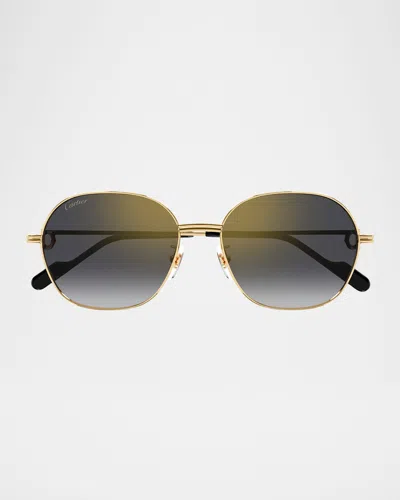 Cartier Gradient Metal Butterfly Sunglasses In Gold