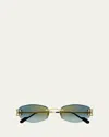 Cartier Gradient Metal Rectangle Sunglasses In Smooth Golden Finish