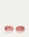 Cartier Gradient Panther Metal Butterfly Sunglasses In Smooth Golden Finish