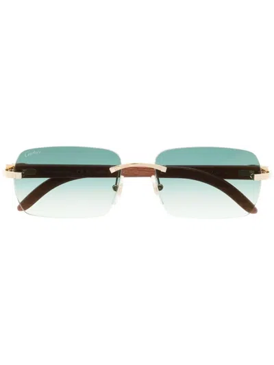 Cartier Gradient Rectangle-frame Sunglasses In Gold