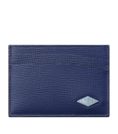 Cartier Grained Calfskin Losange Double Card Holder In Blue