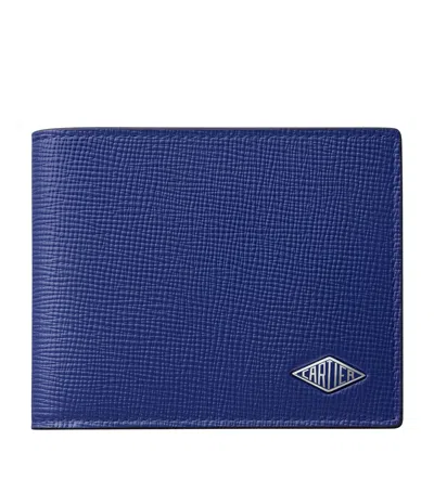 Cartier Grained Leather Losange Wallet In Blue