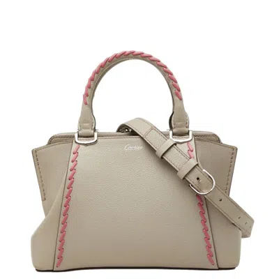 Pre-owned Cartier Gray Pink Leather Handbag Shoulder Bag () In Multi