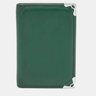 Pre-owned Cartier Green Leather Card Holder
