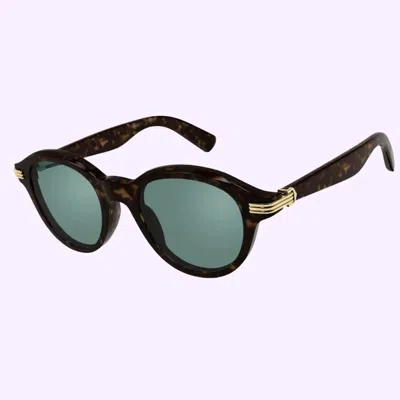 Cartier Green Oval Men's Sunglasses Ct0395s 002 51 In Black