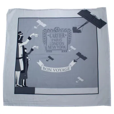 Pre-owned Cartier , Grey Bon Voyage Wool Fringed Scarf In Gray