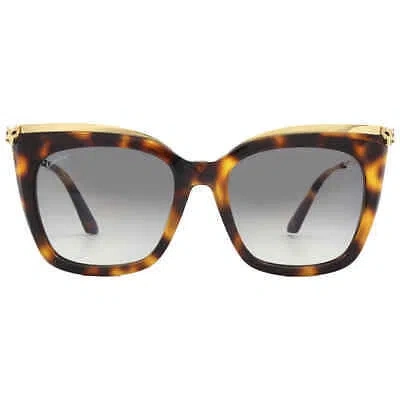 Pre-owned Cartier Grey Gradient Butterfly Ladies Sunglasses Ct0030s 003 53 Ct0030s 003 53 In Gray