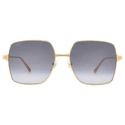 Pre-owned Cartier Grey Gradient Flash Square Ladies Sunglasses Ct0297s 001 57 In Gray