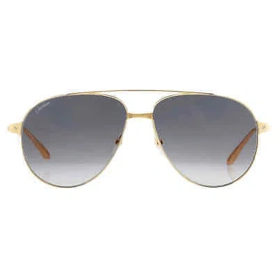 Pre-owned Cartier Grey Gradient Pilot Ladies Sunglasses Ct0298s 001 57 Ct0298s 001 57 In Gray