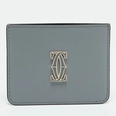 Pre-owned Cartier Grey Leather Card Holder In Gray