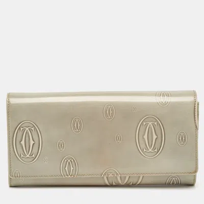 Pre-owned Cartier Grey Leather Happy Birthday Continental Wallet