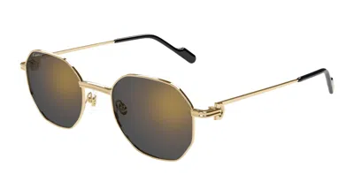 Cartier Grey Multilayer Geometric Ladies Sunglasses Ct0500s 001 50 In Orange