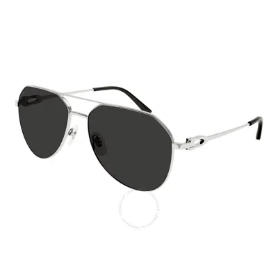 Cartier Grey Pilot Men's Sunglasses Ct0364s 001 59 In Metallic