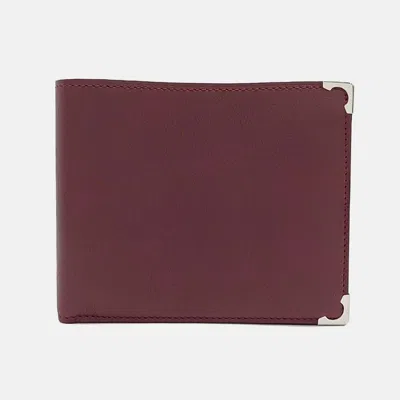 Pre-owned Cartier Half Wallet In Burgundy