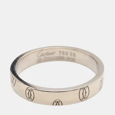 Pre-owned Cartier Happy Birthday 18k White Gold Ring Eu 58