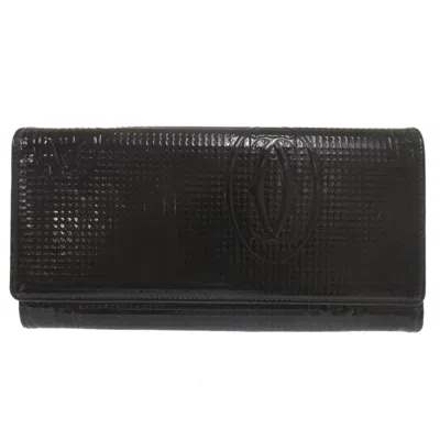 Pre-owned Cartier Happy Birthday Black Patent Leather Long Wallet (bi-fold) ()