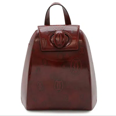 Pre-owned Cartier Happy Birthday Bordeaux Leather Backpack () In Burgundy