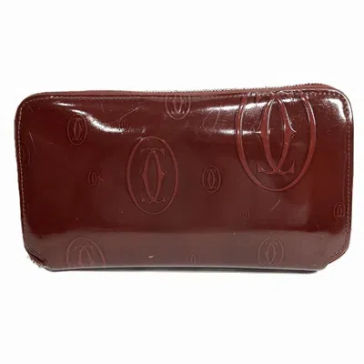 Pre-owned Cartier Happy Birthday Bordeaux Leather Coin Purse/coin Case ()