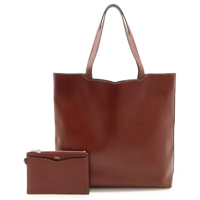 Pre-owned Cartier Happy Birthday Bordeaux Leather Shoulder Bag Tote Bag () In Burgundy