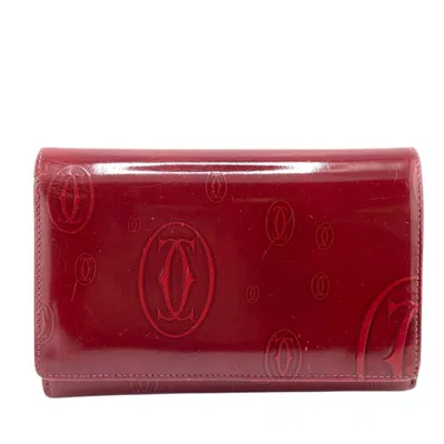 Pre-owned Cartier Happy Birthday Bordeaux Leather Wallet (bi-fold) () In Burgundy