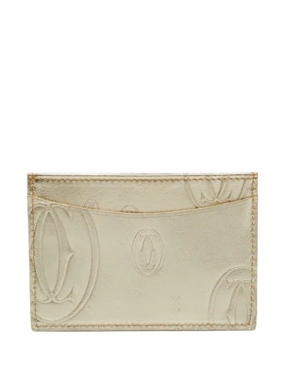 Pre-owned Cartier Happy Birthday Leather Card Holder In Gold