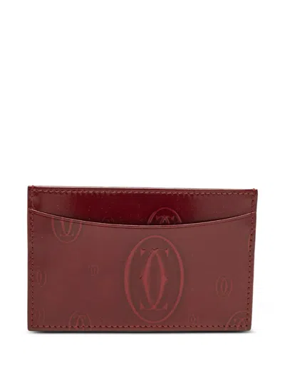 Pre-owned Cartier Happy Birthday Logo-embossed Card Holder In Red