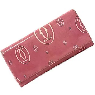 Pre-owned Cartier Happy Birthday Pink Leather Long Wallet (bi-fold) ()